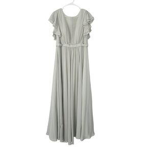 Azazie Maternity Dusty Sage Ruffle Sleeve Maxi Dress Size A14